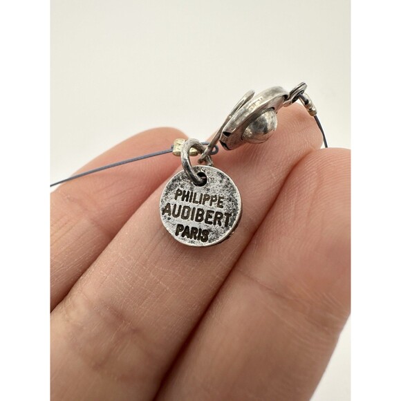 Philippe Audibert Paris Fish Charm Blue Glass Wire Choker Necklace 15” - Picture 6 of 7